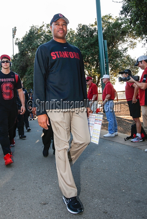 2013Stanford-Wash-026.JPG - Oct. 5, 2013; Stanford, CA, USA; Stanford Cardinal head coach David Shaw leads the team walk prior to game against the Washington Huskies at  Stanford Stadium. Stanford defeated Washington 31-28.